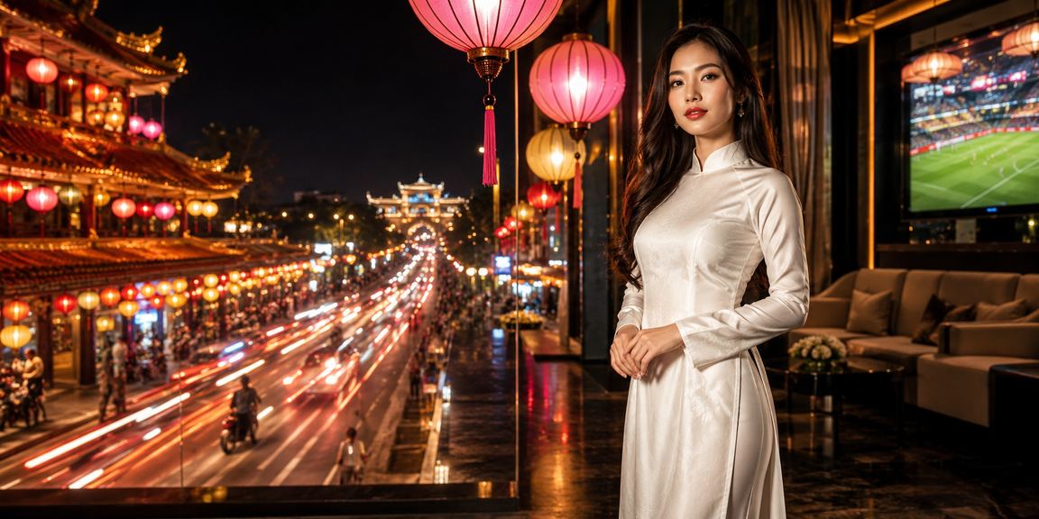 Không khí lễ hội Huế và cá cược trực tuyến – người chơi mặc áo dài tham gia casino mfk